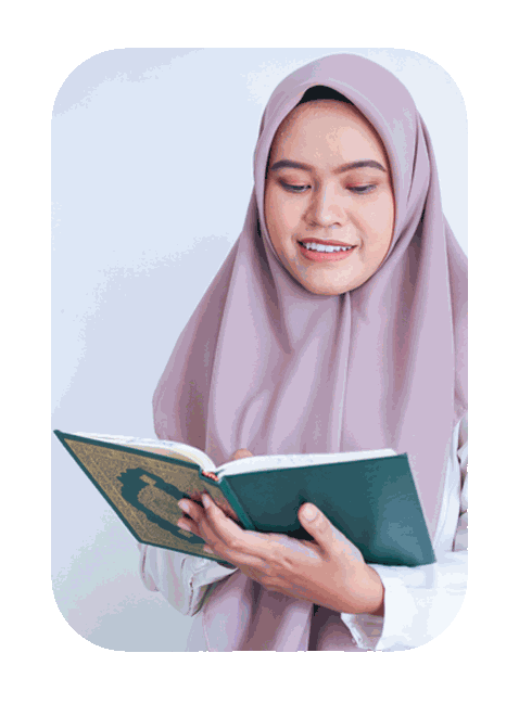 Student learning and reading Quran online